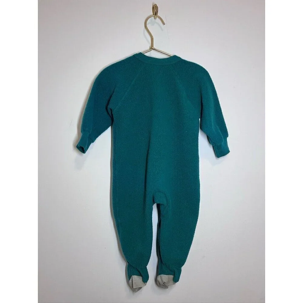 Vintage Toddler Carters One Piece Fleece Green Football 2t